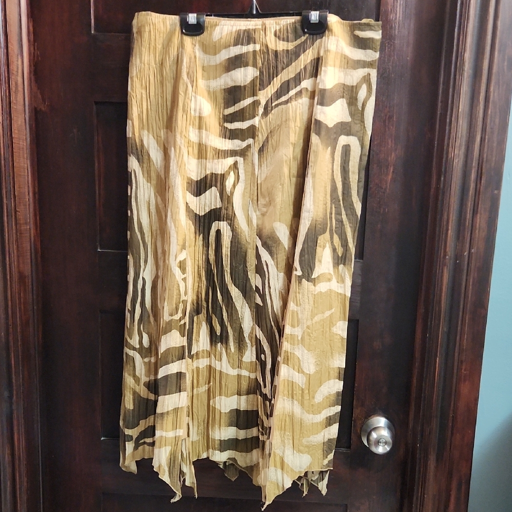 SPANNER Asymmetrical Zebra Print Skirt in Tan and Brown